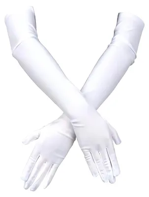 Obrázok produktu pre 1 pár bielych dlhých saténových rukavíc, elegantné večerné rukavice