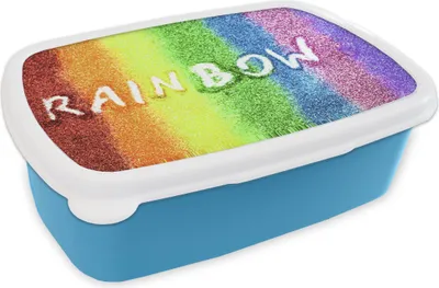 Produktbild von KitchenYeah® Lunchbox Brotzeit Brotdose 17x11 cm Regenbogen Kinder Brotzeitdose - Lunch - Kunststoff  - Brotbüchse - Sandwichbox - Lunchbox für Kinder