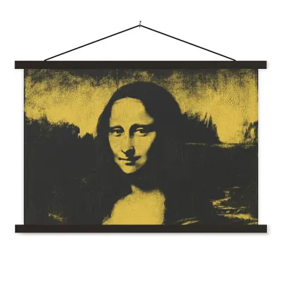 Produktbild von MuchoWow® Textilposter Mona Lisa - Leonardo da Vinci - Alte Meister 90x60 cm mit schwarzem Rahmen - Aufhängungssatz