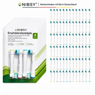 Produktbild von 80 Stück Ersatzbürstenköpfe für Oral-B Zahnbürste weiß – kompatibel mit runden, rotierenden Bürstenköpfen – sanft & gründlich reinigen – passend für Vitality, Pro, Genius, Smart, u.v.m.