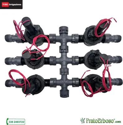 Immagine prodotto di Collettore a 6 stazioni con elettrovalvole Toro EZP 24V con regolatore di flusso
