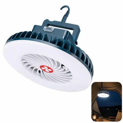 Produktbild von LED Campinglampe mit Ventilator, magnetische Akku Lampe 4000mAh USB, 3 Helligkeitsstufen, leiser Luftstrom für Outdoor & Camping