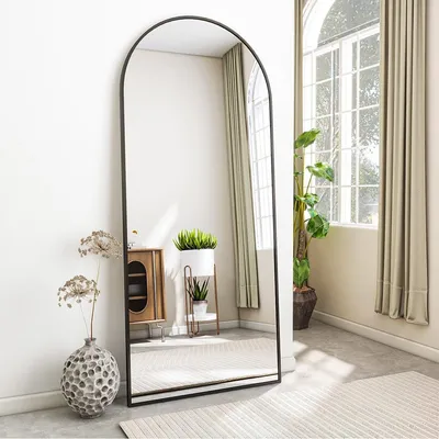 Produktbild von Koonmi Ganzkörperspiegel Bogen 165 x 61 cm Schwarz, Aluminiumrahmen