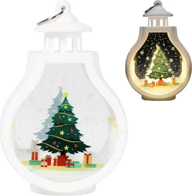 Zdjęcie produktu dla LAMPION ŚWIĄTECZNY LATARENKA DEKORACJA ŚWIETLNA LED BOŻE NARODZENIE choinka