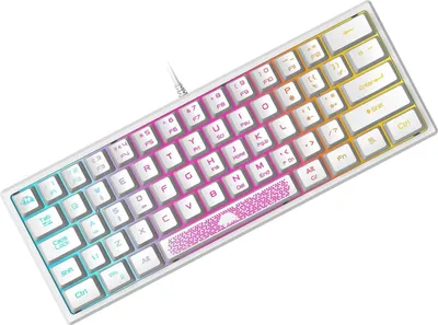 Produktbild von Mini 60% Gaming-Tastatur, Membran mit Halbmechanisch Tasten, RGB-Chroma-Backlit Kompakt 62 Tasten QWERTY Layout für PC Laptop Mac Computer