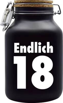 Produktbild von Spardose Geld Geschenk Ideen Endlich 18 Schwarz Größe XXL 3 Liter