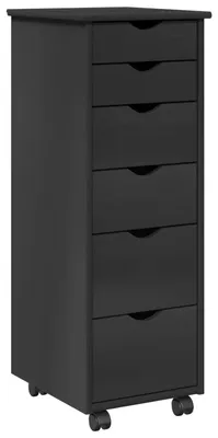 Produktbild von vidaXL Rollschrank Mit Rad Grau 34 x 39 x 93,5 cm Massivholz Kiefer