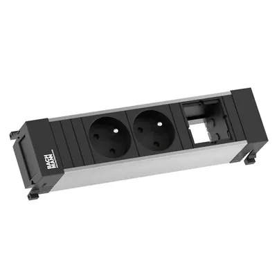 Obrázok produktu pre Bachmann 916.002, 0,1 m, Hliník, Čierna, 2 AC zásuvky/AC zásuviek, 1 kusov