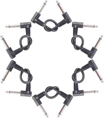 Imagen del producto de 6 cables de conexión para guitarra, de 7 pulgadas, para pedales de guitarra, con conectores de 6,35 mm de ángulo recto, que reducen el ruido. Cables de conexión para efectos de guitarra, ideales para la grabación musical