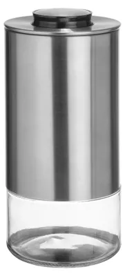 Produktbild von SCHÖNER WOHNEN-Kollektion Aufbewahrungsdose Mod. ENOLA zylindrische Vorratsdose aus Glas und Edelstahl für Küche 980 ml Ø 10 x 20 cm transparent silber schwarz