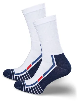 Immagine prodotto di Calzini da uomo, modello Milena, sportivi, in cotone, confortevoli, colore bianco e blu navy, taglia 41-43