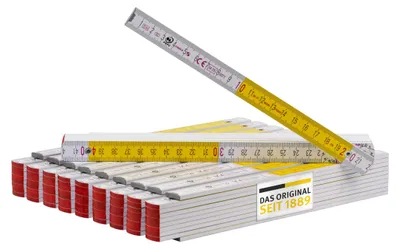 Produktbild von Stabila Zollstock 2 Meter Type 717 - Meterstab, weiß/gelb metrische Schnellables
