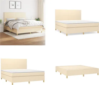 Immagine prodotto di vidaXL Letto a molle con materasso in tessuto crema 160x200 cm - Letto a molle - Boxspringbetten - Bett - Schlafzimmermöbel