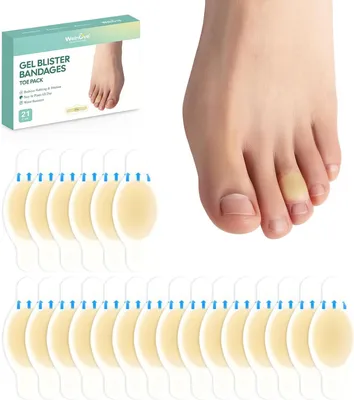Produktbild von Pack von 21 Blister-Pflastern, wasserdichtes Hydrocolloid-Gel, für Ferse, Zehe und Fuß, Blasenprävention und