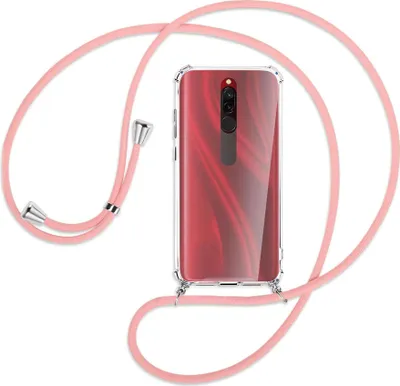 Produktbild von Handykette Backcover-Schutzhülle mit Band (Metall silberfarben) für Xiaomi Redmi 8 - rosa