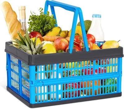 Produktbild von Famanu Klappbox mit Griffen 16 Liter Blau - Einkaufskorb und Faltbox