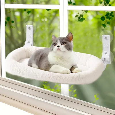 Immagine prodotto di Amaca per gatti senza fili, da appendere alla finestra, salvaspazio e con cuscino a doppio lato
