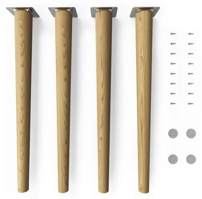 Produktbild von 4x sossai Holzfüße rund - gerade Ausführung 45cm Eiche