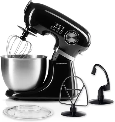Image de GOURMETmaxx Robot de cuisine Pétrin Mélangeur Mixeur Acier inoxydable Mélangeur sur pied Pâte Bol de mixage Stand Noir Compact