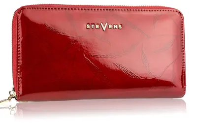 Zdjęcie produktu dla STEVENS portfel damski skóra naturalna czerwony 19x10 cm RFID zamek