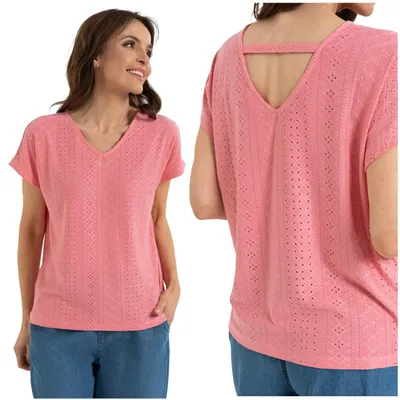 Produktbild von Moraj - Bluse Größe XXL - Damenbluse Rosa - Sommerbluse fur Damen - Kurzarmbluse Ausschnitt Rund
