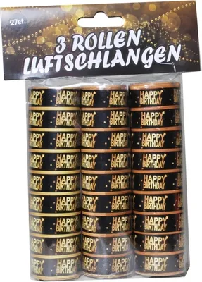 Produktbild von Luftschlangen Geburtstag Happy Birthday schwarz-gold