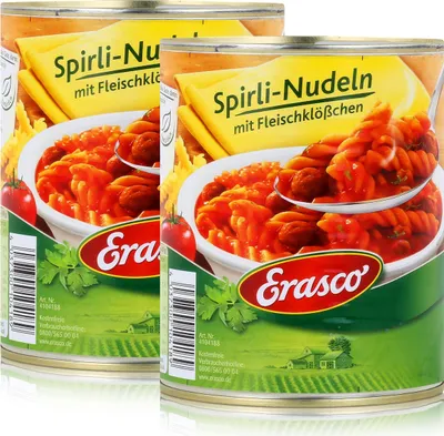 Produktbild von Erasco Spirli-Nudeln mit Fleischklößchen 800g Fertigessen (2er Pack)