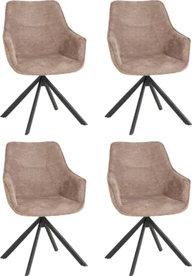 Produktbild von Esszimmerstühle 4er Set San Carlo hellbraun beige mit Armlehnen & drehbarem Sitz