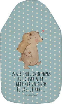 Produktbild von Mr. & Mrs. Panda Wärmekissen Papa Bär - Blau Pastell - Geschenk, Wärmflaschen, Wärmflasche, Vatertag, wärmebeutel, mit Bezug, Muttertag, Wärmeflasche, Geburtstag
