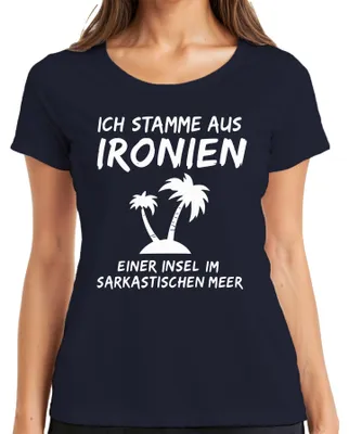 Zdjęcie produktu dla Koszulka damska I'm from Ironies of an Island Sarcastic Humour Palms, granatowy, S
