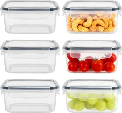 Immagine prodotto di Contenitori per la preparazione dei pasti - Set di contenitori per alimenti - Ideali per preparare i pasti in anticipo - Ermetici e a prova di perdite - 6 contenitori da 320 ml - Trasparente