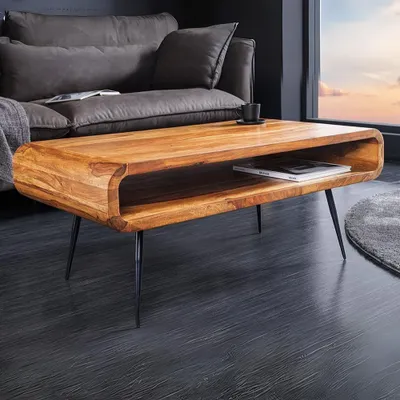 Produktbild von Puristischer Massivholz Couchtisch ALINO 90cm natural Palisander