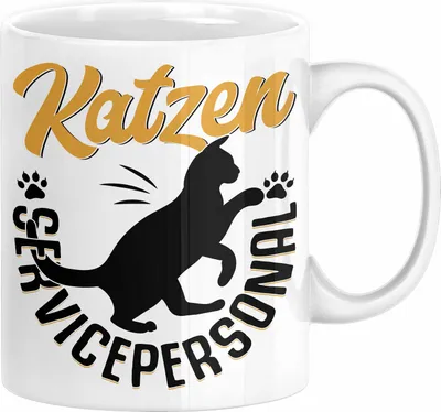 Produktbild von Katzen Geschenk Tasse Katzen-Besitzerin Kaffeebecher Katzen Servicepersonal Geschenkidee (Weiß)