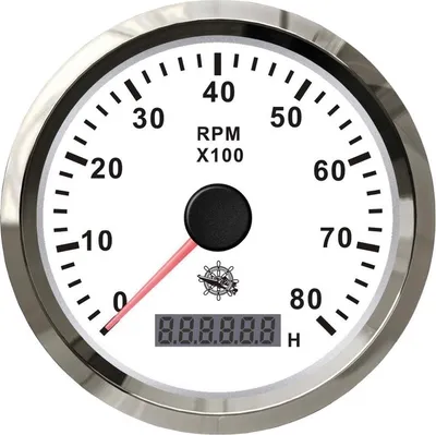 Zdjęcie produktu dla Licznik obrotów 0-6000 rpm biały/polerowany, 1 szt