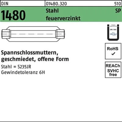 Produktbild von Reyher  Spannschlossmuttern DIN1480 St.ÜZ SP M 20/200, tzn (1 Stück)