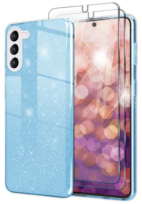 Zdjęcie produktu dla Hybrydowe etui z brokatem dla Samsung Galaxy S23 Plus, 2x szkło ochronne ekranu niebieskie