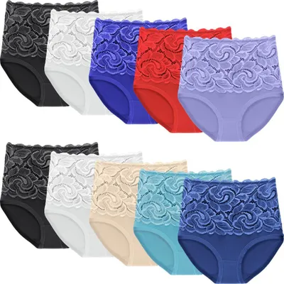 Produktbild von 5er Damen Slips Unterhosen High Waist Baumwolle Hohe Taille 6009 XXL