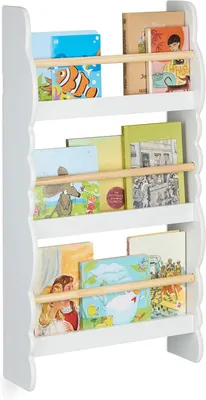 Image de Étagère murale en forme de nuage - 3 compartiments - Bibliothèque murale pour enfants - 80 x 42,5 x 14 cm - Chambre d'enfant - Nuage - Blanc et naturel