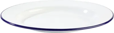 Produktbild von APS 40664 Teller ENAMELWARE, Ø 20 cm, Höhe 2 cm, emailliertes Stahlblech, weiß mit blauem Rand