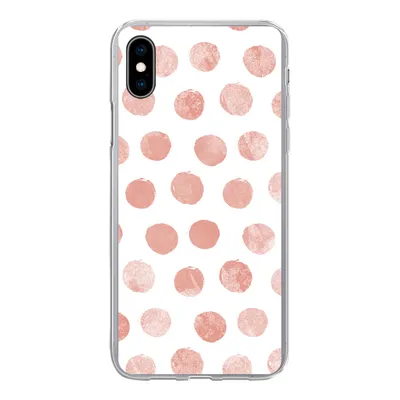 Produktbild von MuchoWow® Handyhülle Schutzhülle Hülle für iPhone Xs Polka dots - Rosa - Weiß Silikon Softcase Handy Hülle - Handytasche