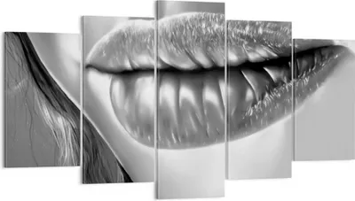 Produktbild von Bild auf Leinwand - Leinwandbild - Lippen Gesicht weiblich Lippenstift - 160x85cm - Wand Bild - Wanddeko - Leinwanddruck - Bilder - Kunstdruck - Leinwand bilder - Wandkunst - EA160x85-2266