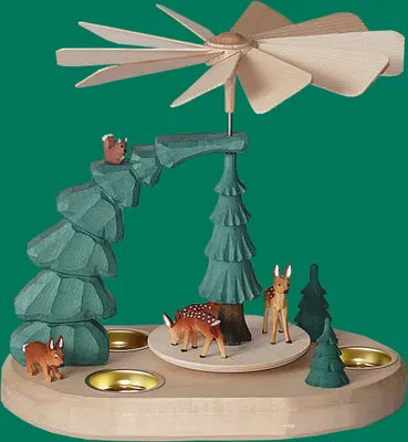 Produktbild von Tischpyramide Rehe geschnitzt Höhe 23cm NEU