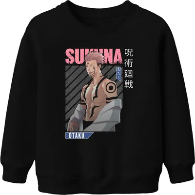 Produktbild von Sukuna Jujutsu Kaisen Otaku Anime Ästhetik Dämon Kinder Sweatshirt Pullover, Schwarz, 104