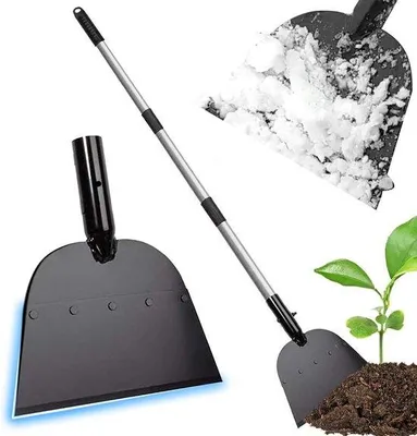 Image de Outil de jardin multifonctionnel - manche de 150 cm - pelle plate - outil de jardin - pelle en acier - aménagement paysager - désherbage - ferme - pelle à glace