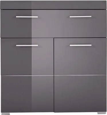 Produktbild von Badezimmer Kommode 2-türig ALTENA-19 in Grau Hochglanz, B/H/T: ca. 73/79/71 cm