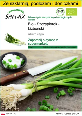 Zdjęcie produktu dla SAFLAX - Zestaw do uprawy - Bio - Szczypiorek - Lizboński - 150 Nasiona - Z mini szklarnią, podłożem uprawowym i 2 doniczkami - Allium cepa