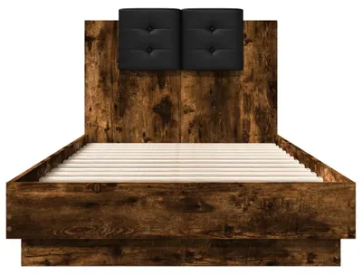 Produktbild von vidaXL Bettgestell mit Kopfteil und LED-Leuchten Räuchereiche 90x190cm