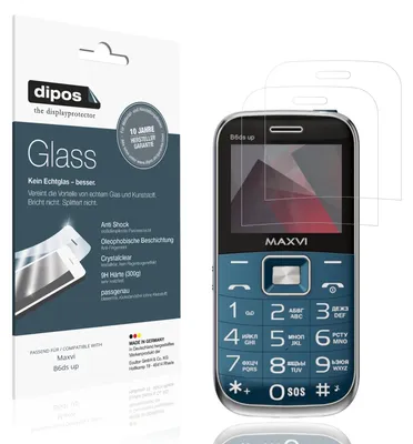 Produktbild von 2x Schutzfolie für Maxvi B6ds up - Anti-Shock 9H Folie dipos Glass Kunststoffglas