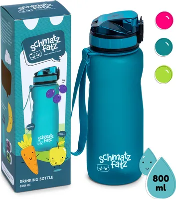 Produktbild von Schmatzfatz Trinkflasche, Sport-Trinkflasche für Erwachsene, Trinkflasche BPA Frei & Kühlend, Auslaufsichere Trinkflasche für Damen & Herren, Sport Flasche Blau, Trinkflaschen für Fitness & Gym