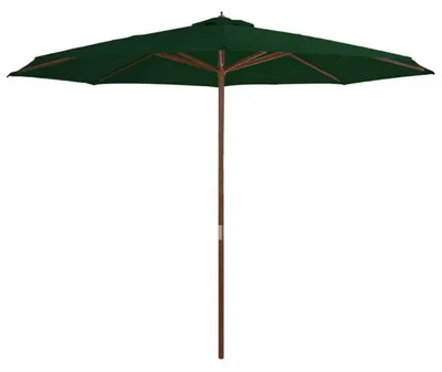 Produktbild von Sonnenschirm Gartenschirm Holzmast Ø 350 cm Grün 350 x 256 cm Doppelseilzugsystem
